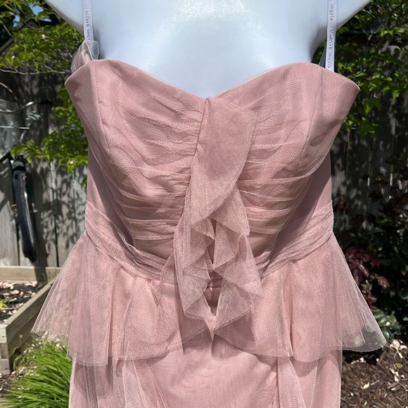 NWT Alfred Angelo Formal Evening Gown Blush Tulle Ruffle Maxi Sz 10 - Picture 3 of 14